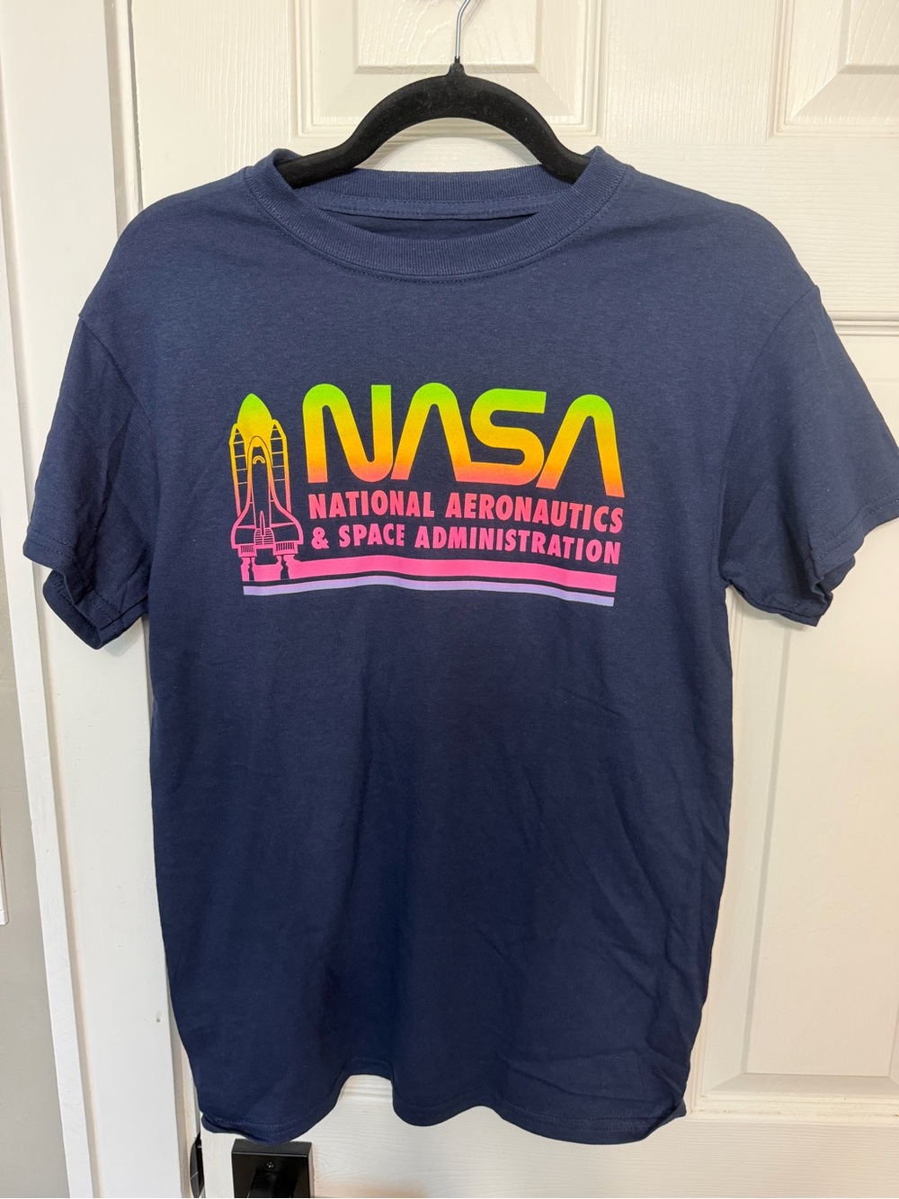 NASA Neon Gradient Logo Tee - Navy Blue Small